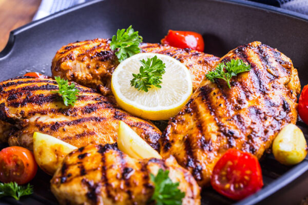 Grilled Chicken Breast with Lemon and Tomatoes