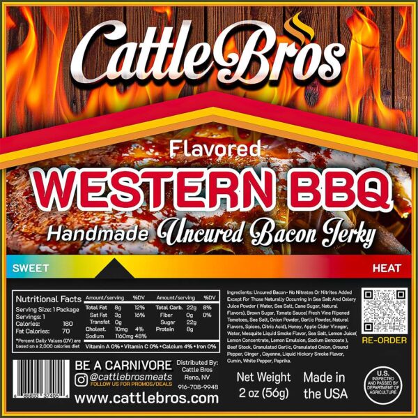 Cattle Bros Western BBQ Bacon Jerky